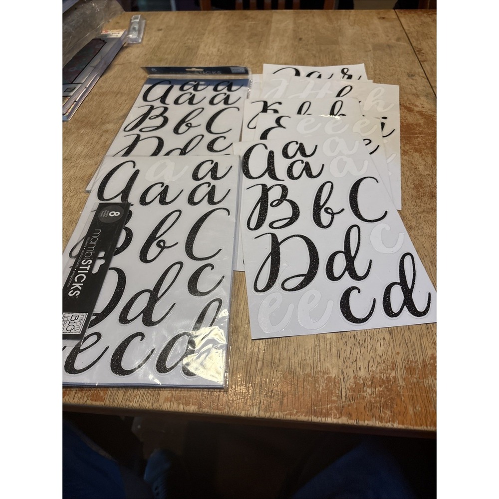 Sticko Mambo Sticks Autocollant Black Script Alphabet Sticker Lot 52-90505